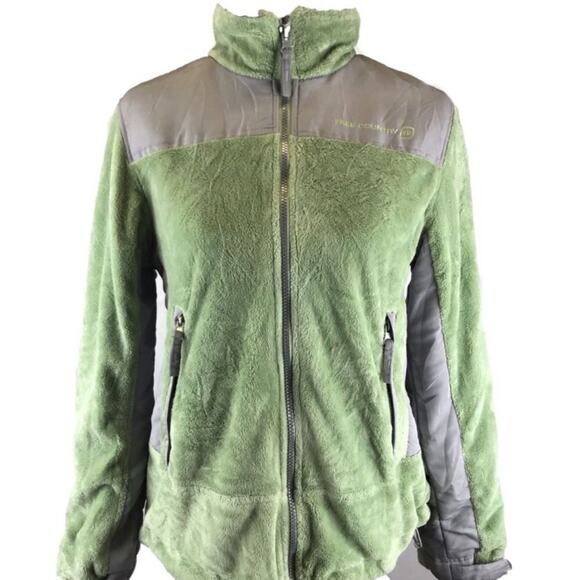 Free Country Jacket Coat Fleece Size Medium 8-10 Light Green Gray Zip Up Pockets - Picture 1 of 8